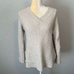 Anthropologie Cream V-Neck Merino/Alpaca Wool Sweater Size XS